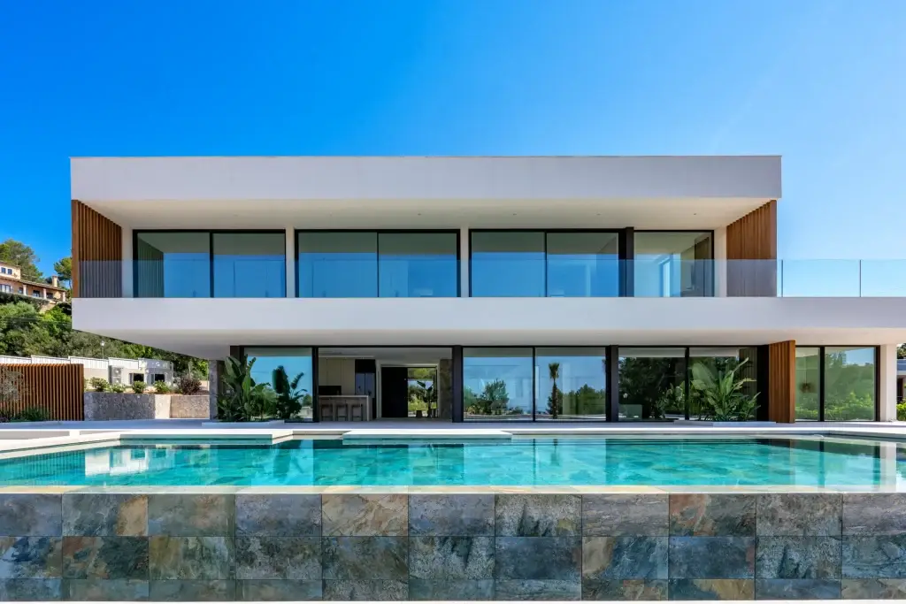 Pool and front facade at Nova One