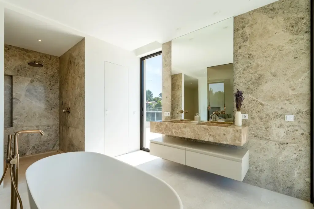 Bathroom with freestanding bath at Nova One