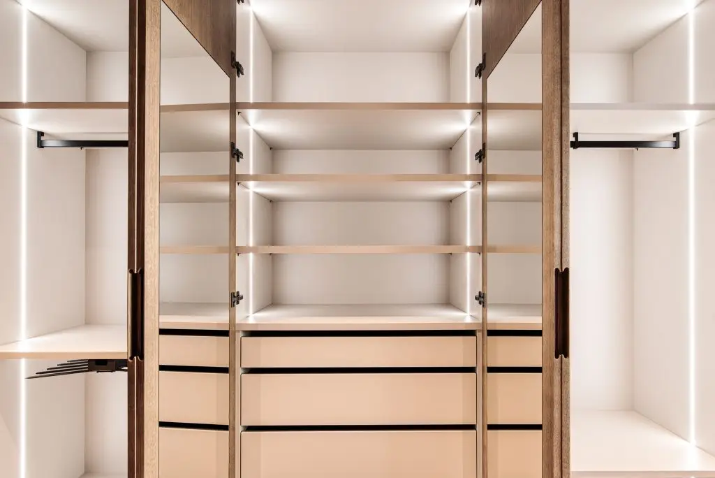 Illuminated wardrobe storage at the Portixol duplex